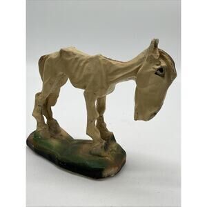 Vintage 1940s Andy Anderson Chalkware Old Paint Horse Figurine Beige